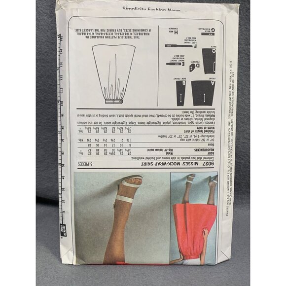 Simplicity 9027 Misses Mock-Wrap Skirt Sewing Pattern Size 10-14 uncut - Picture 2 of 2